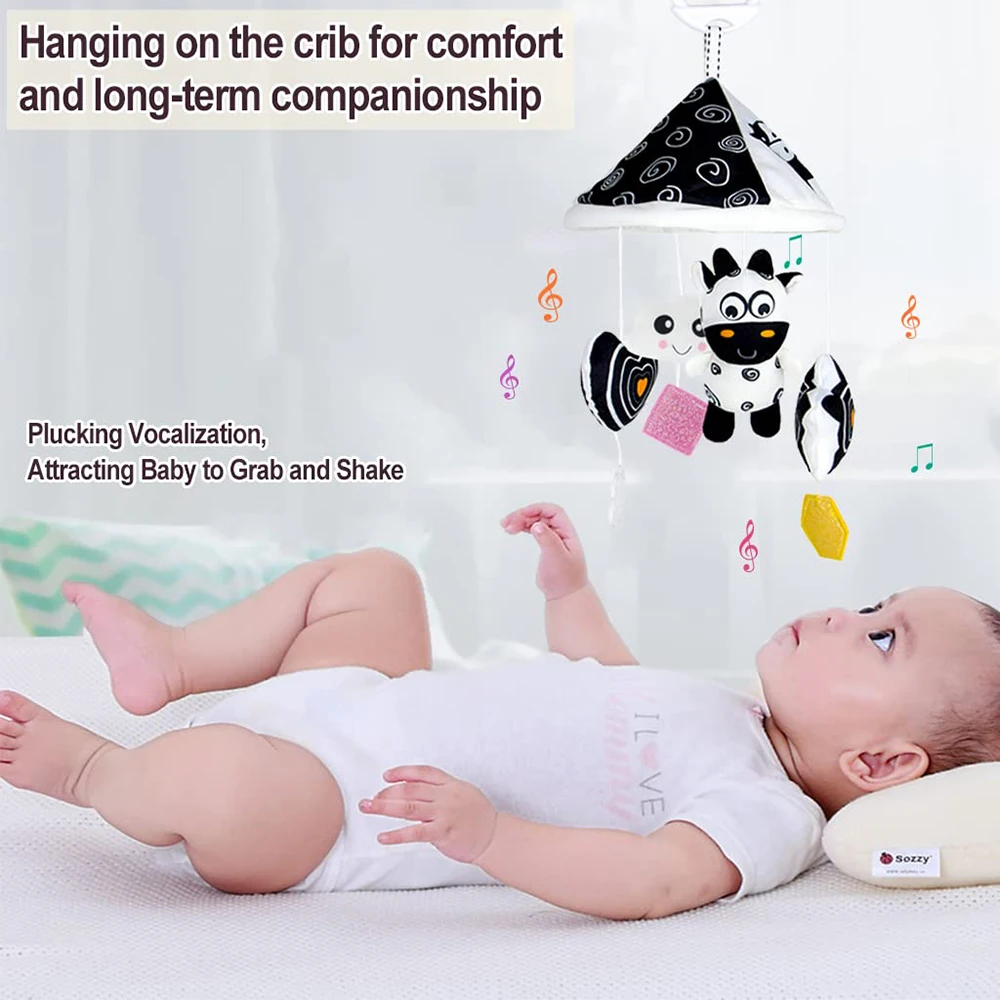 Black and White High Contrast Baby Toys Car Seat Toys for Newborn Hanging Stroller Toy for 0 12 Months Infant Rattle Toys