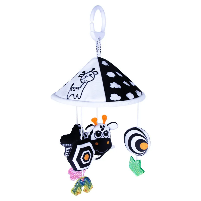 Black and White High Contrast Baby Toys Car Seat Toys for Newborn Hanging Stroller Toy for 0 12 Months Infant Rattle Toys