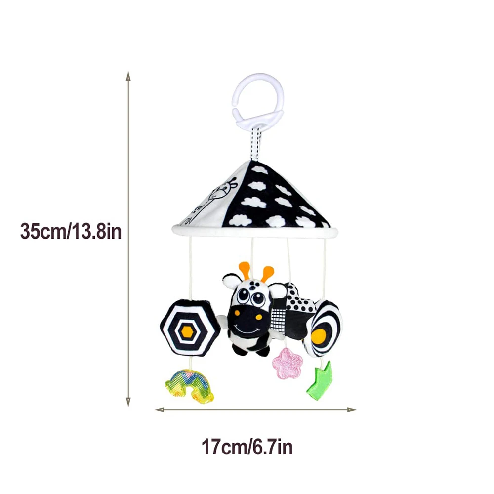 Black and White High Contrast Baby Toys Car Seat Toys for Newborn Hanging Stroller Toy for 0 12 Months Infant Rattle Toys