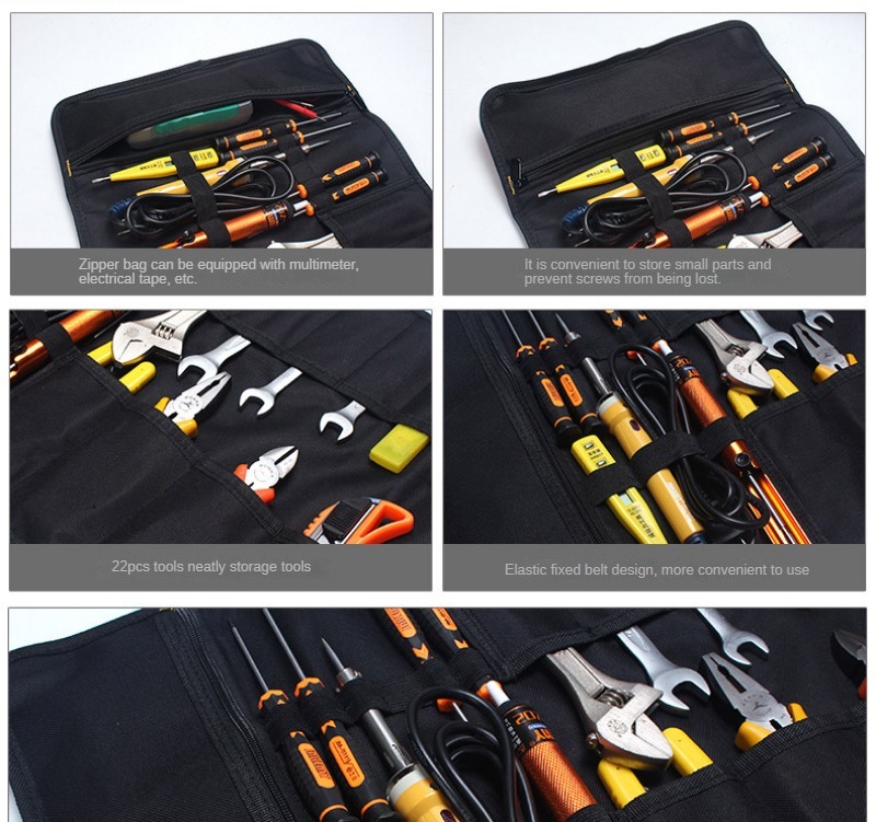 Multifunction Roller Tool Bags Oxford Canvas Practical Handles Bags Chisel Electrician Carrying Toolkit Instrument Package Case