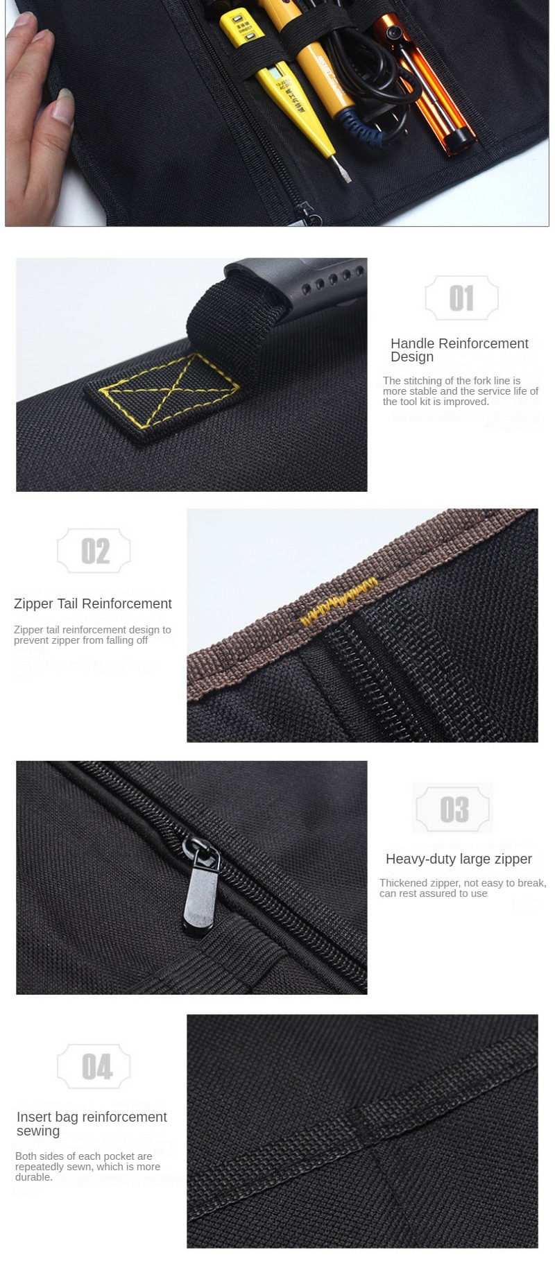 Multifunction Roller Tool Bags Oxford Canvas Practical Handles Bags Chisel Electrician Carrying Toolkit Instrument Package Case