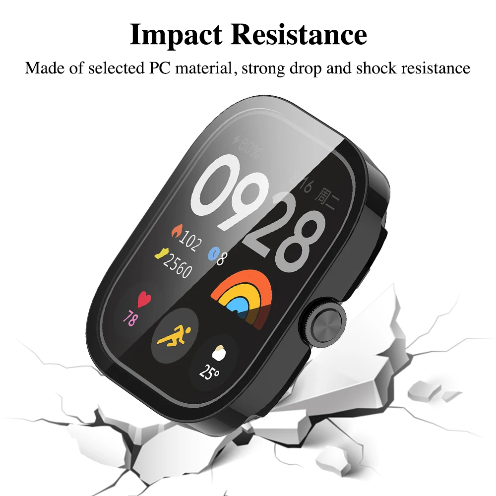 Hard Case+Glass for Xiaomi Redmi Watch 4 Screen Protector Tempered Glass Bumper Protection Cover Protective Shell Accessories