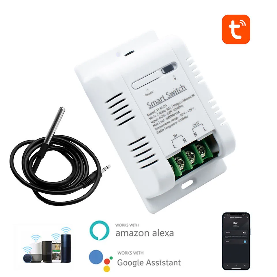 WiFi Smart Switch Tuya ewelink Temperature Switch TH16 RF433 Intelligent Monitoring Thermostat Compatible with Alexa Google Home