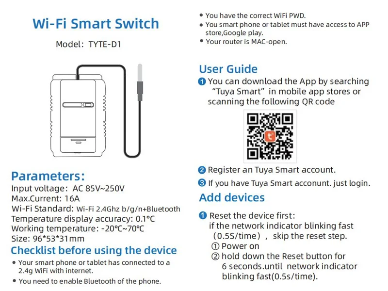 WiFi Smart Switch Tuya ewelink Temperature Switch TH16 RF433 Intelligent Monitoring Thermostat Compatible with Alexa Google Home