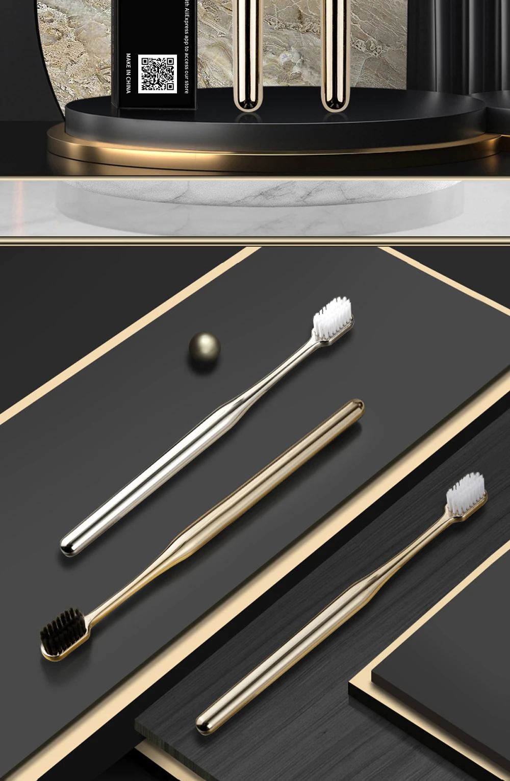 Kingubznis Gold Toothbrush Luxury Gold Silver Teeth Brush Men Women Adult Toothbrushes Brand New Electroplated Dental Brushes