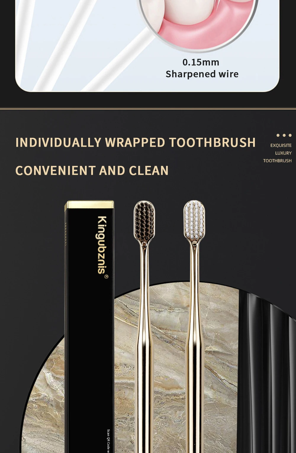 Kingubznis Gold Toothbrush Luxury Gold Silver Teeth Brush Men Women Adult Toothbrushes Brand New Electroplated Dental Brushes