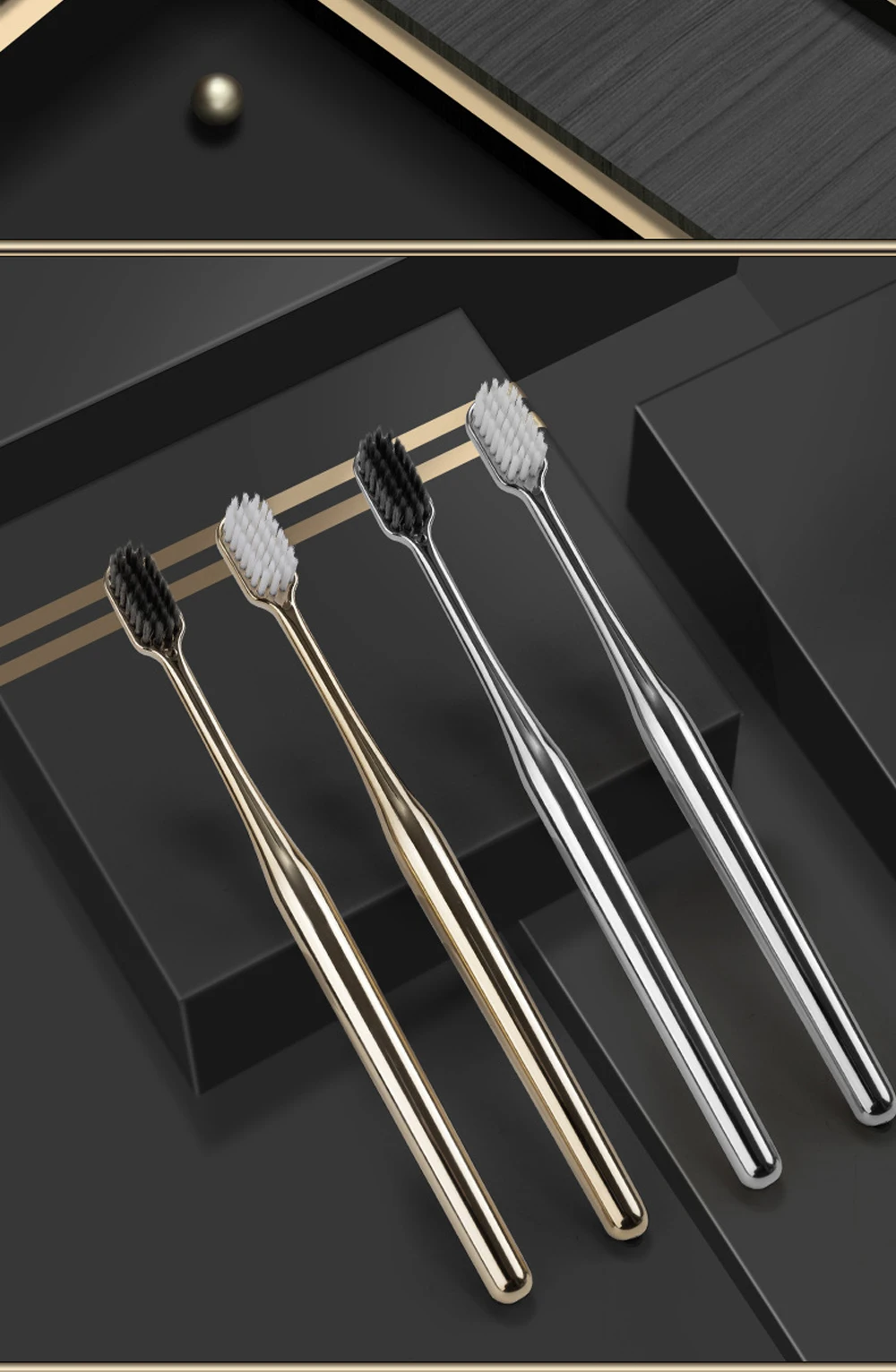 Kingubznis Gold Toothbrush Luxury Gold Silver Teeth Brush Men Women Adult Toothbrushes Brand New Electroplated Dental Brushes