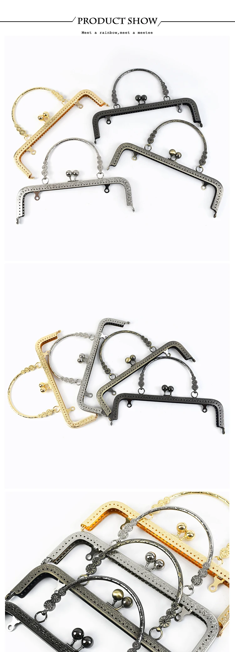 1/2/5Pcs Deepeel 20.5cm Embossed Bags Handle Purse Frames Clutch Kiss Clasp Sewing Brackets DIY Metal Bag Handles Accessories