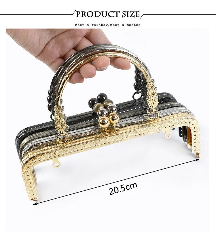 1/2/5Pcs Deepeel 20.5cm Embossed Bags Handle Purse Frames Clutch Kiss Clasp Sewing Brackets DIY Metal Bag Handles Accessories