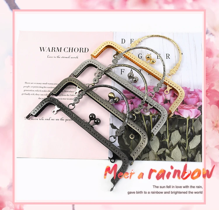 1/2/5Pcs Deepeel 20.5cm Embossed Bags Handle Purse Frames Clutch Kiss Clasp Sewing Brackets DIY Metal Bag Handles Accessories