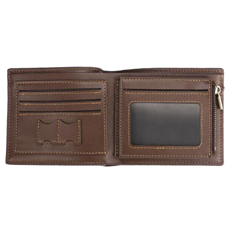 Engraving Picture Wallet DIY Customized Image Carving Text Men's  Short Slim Three Fold Leather Father's Day Zipper Coin Purse