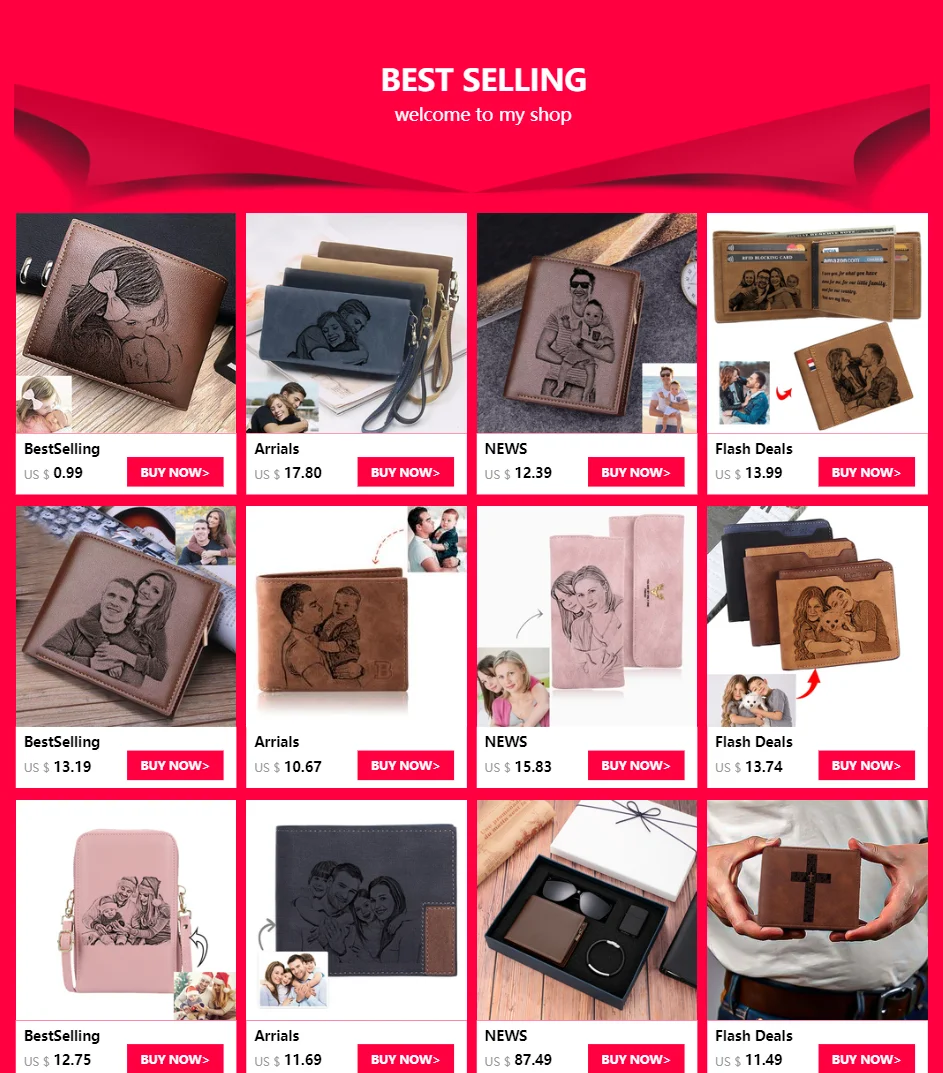 Engraving Picture Wallet DIY Customized Image Carving Text Men's  Short Slim Three Fold Leather Father's Day Zipper Coin Purse