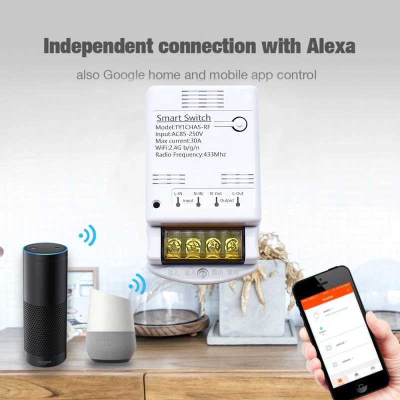 Smart Switch WIFI / ZIGBEE 30A 6600W / 4000W Relay Module Smart Life Wireless Remote Control Breaker Works with Tuya Alexa
