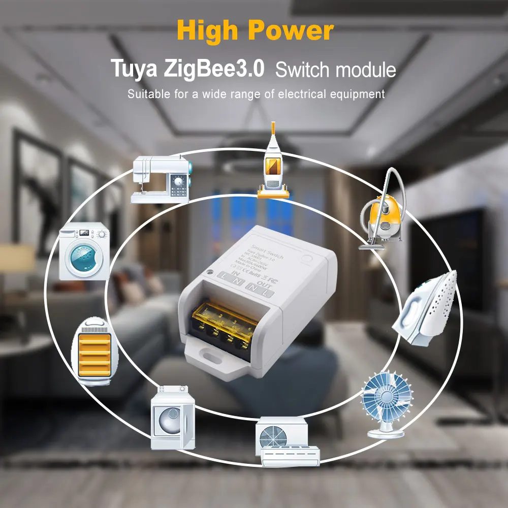 Smart Switch WIFI / ZIGBEE 30A 6600W / 4000W Relay Module Smart Life Wireless Remote Control Breaker Works with Tuya Alexa
