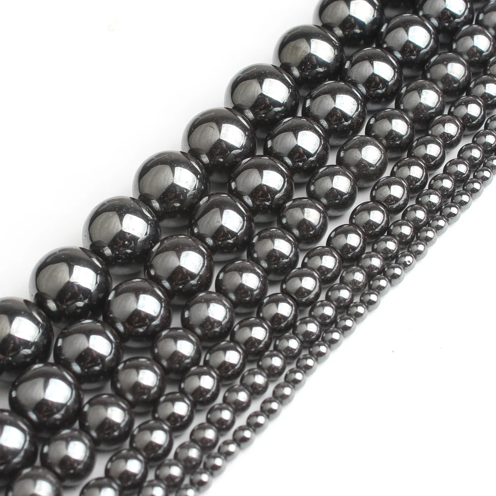 AAA Natural Black Hematite Stone Beads Round Loose Beads For Jewelry Making Diy Bracelet Accessories 2/3/4/6/8/10/12MM 15"Strand