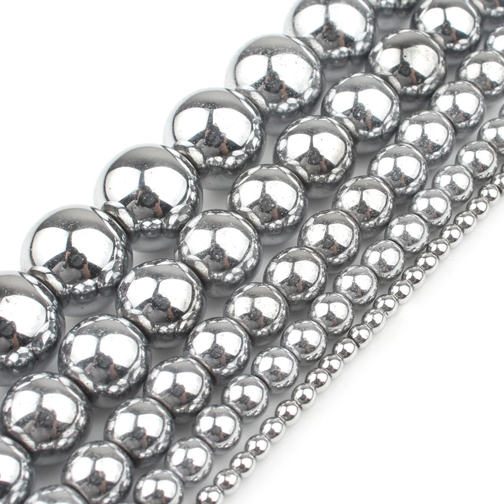AAA Natural Black Hematite Stone Beads Round Loose Beads For Jewelry Making Diy Bracelet Accessories 2/3/4/6/8/10/12MM 15"Strand