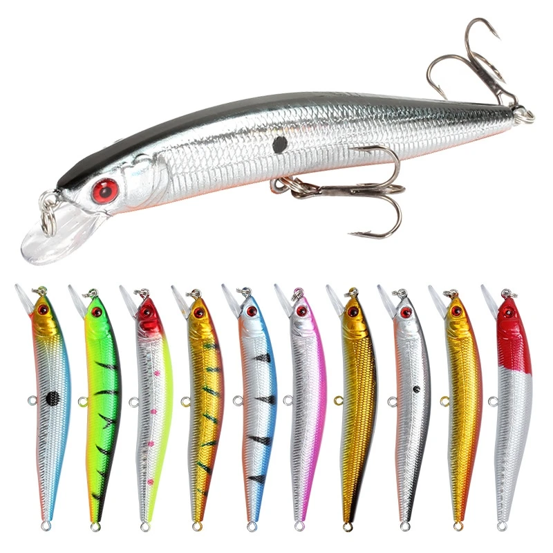 Floating Minnow Fishing Lure 10cm 9.5g 3D Eyes Crankbait Wobblers Artificial Plastic Hard Bait Bass Pike Jerkbait Fishing Tackle