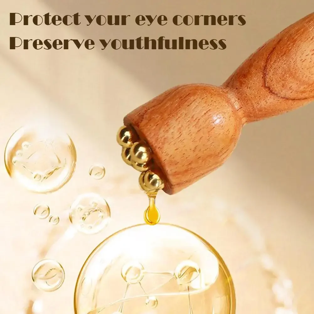 Contour Brush,Lymphatic Contour Facial Brush&Brass Lotus Eye Massage Stick Sandalwood Face Eye Meridian Acupressure Massage Tool