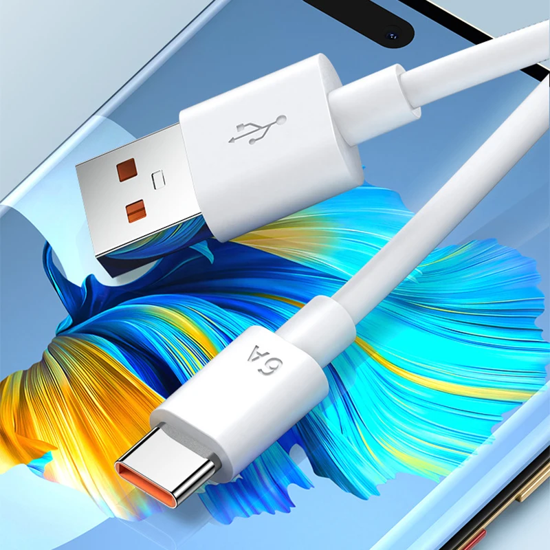 6A 66W Super Fast EU Wall Charger For Huawei Mate 40 50 60 P50 Nova 8 9 10 Honor 90 100 X7 X8 X9 Magic Type C Charging USB Cable