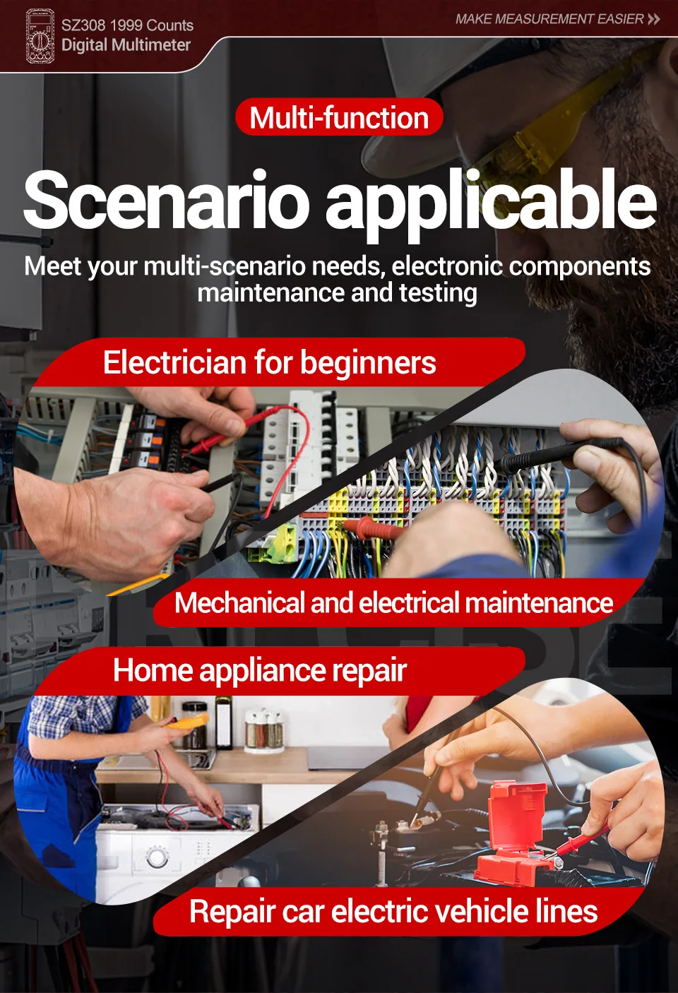 Multimeter Tester Pen Suit ANENG Multimeters 1999 Counts 24-250V Voltage Detector Meter Diagnostic Breakpoint Finder