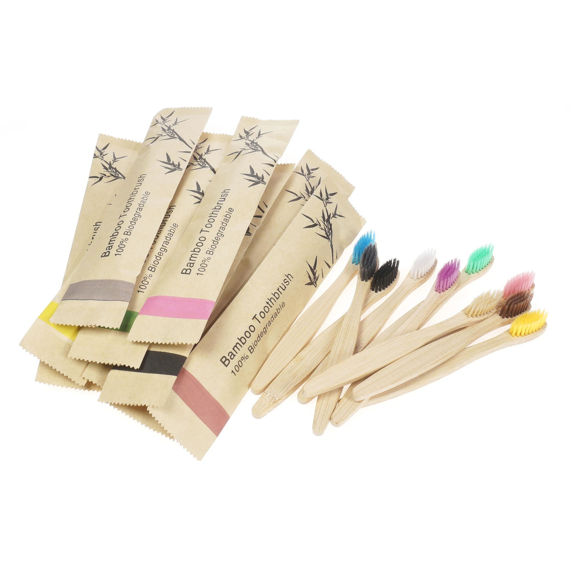 10Pcs Children Bamboo Toothbrushes Soft Bristles Child Toothbrush Eco Friendly Biodegradable Wooden Handle Teeth Whitening Brush