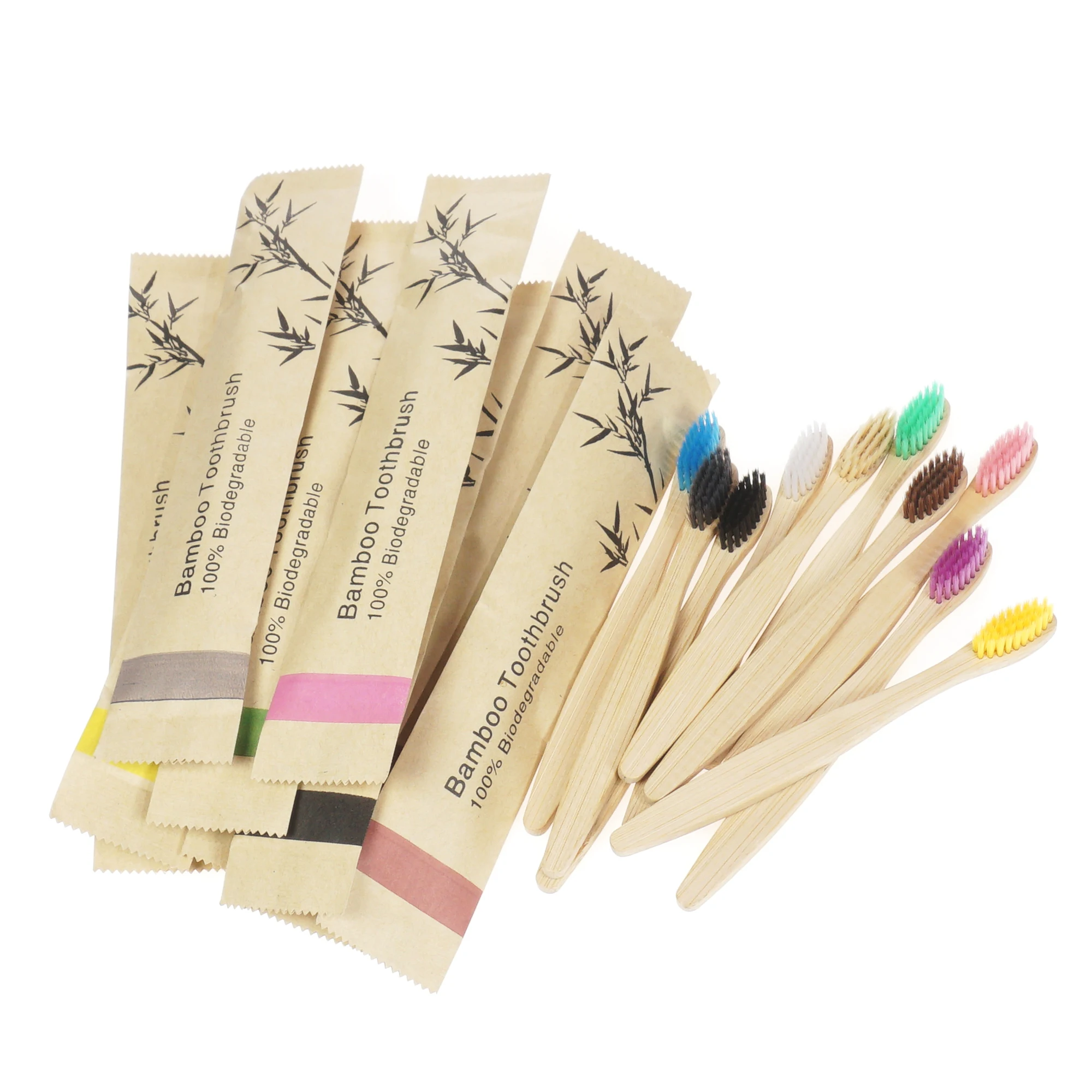 10Pcs Children Bamboo Toothbrushes Soft Bristles Child Toothbrush Eco Friendly Biodegradable Wooden Handle Teeth Whitening Brush