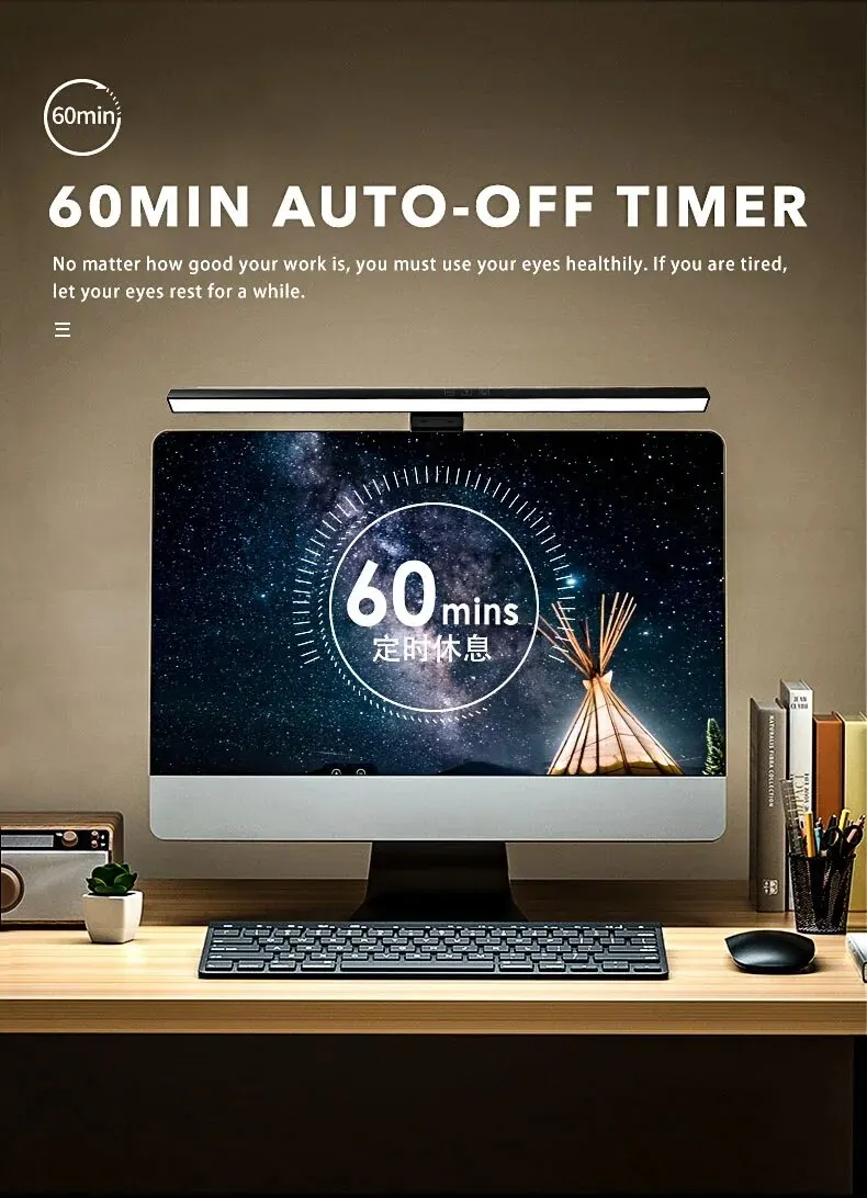 LED Desk Lamp Monitor Light Bar PC Computer Dimmable Screen Light 33cm 50cm Office Study Reading Hanging Table Lamp USB Powered