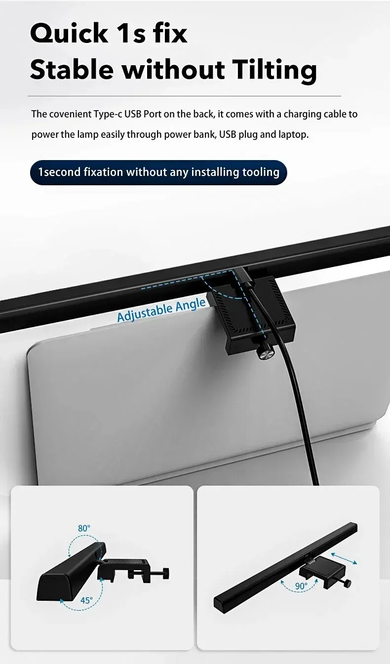 LED Desk Lamp Monitor Light Bar PC Computer Dimmable Screen Light 33cm 50cm Office Study Reading Hanging Table Lamp USB Powered