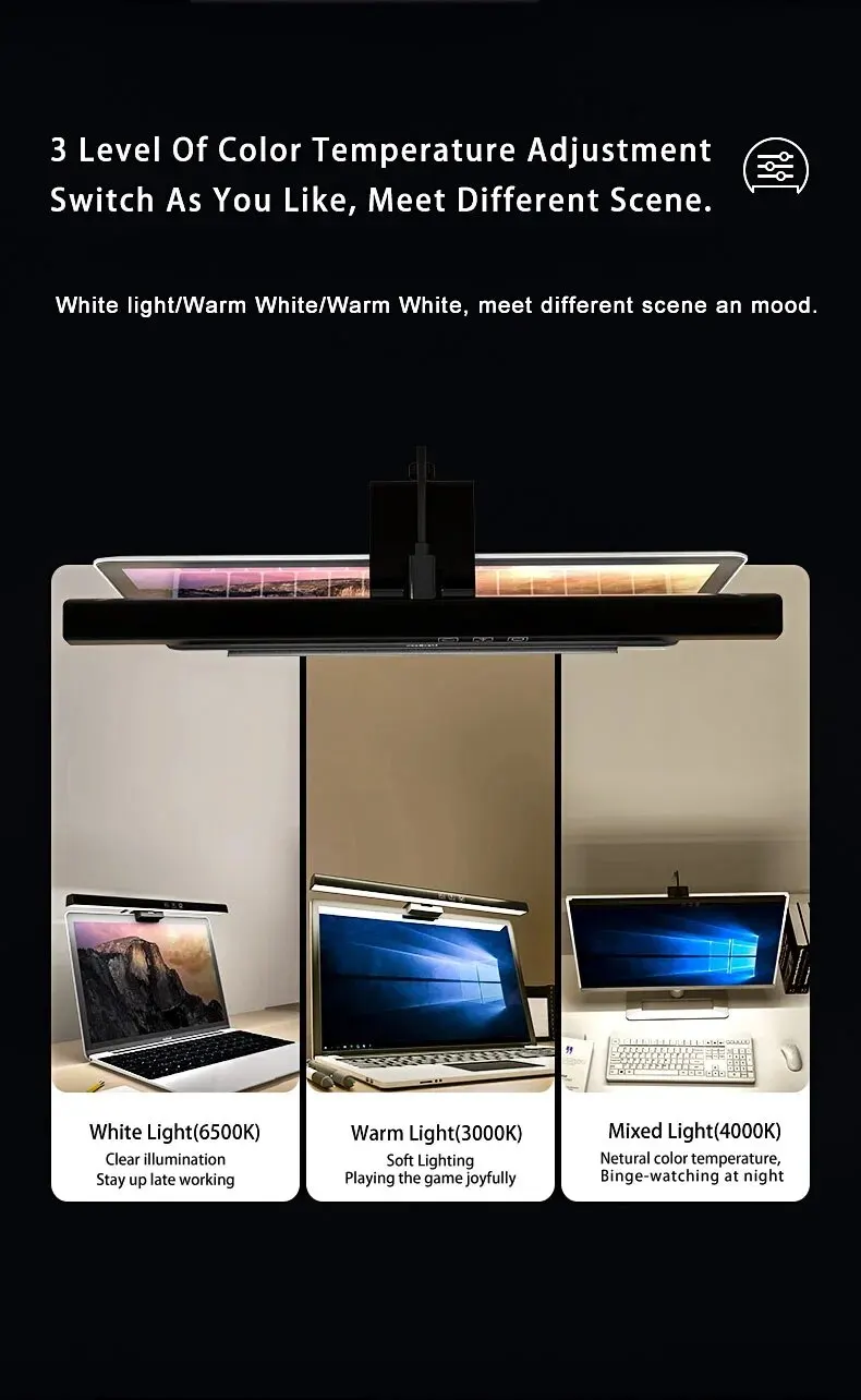 LED Desk Lamp Monitor Light Bar PC Computer Dimmable Screen Light 33cm 50cm Office Study Reading Hanging Table Lamp USB Powered