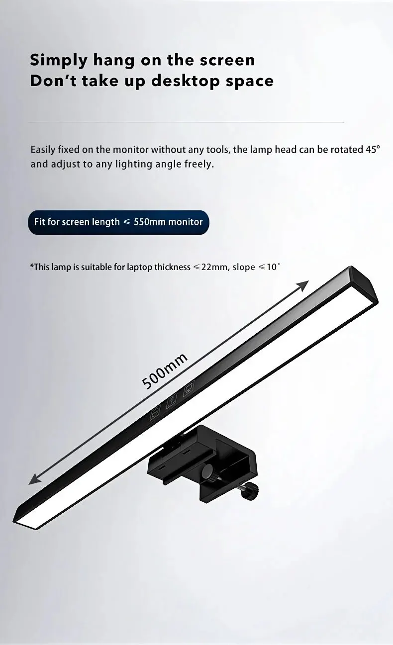 LED Desk Lamp Monitor Light Bar PC Computer Dimmable Screen Light 33cm 50cm Office Study Reading Hanging Table Lamp USB Powered