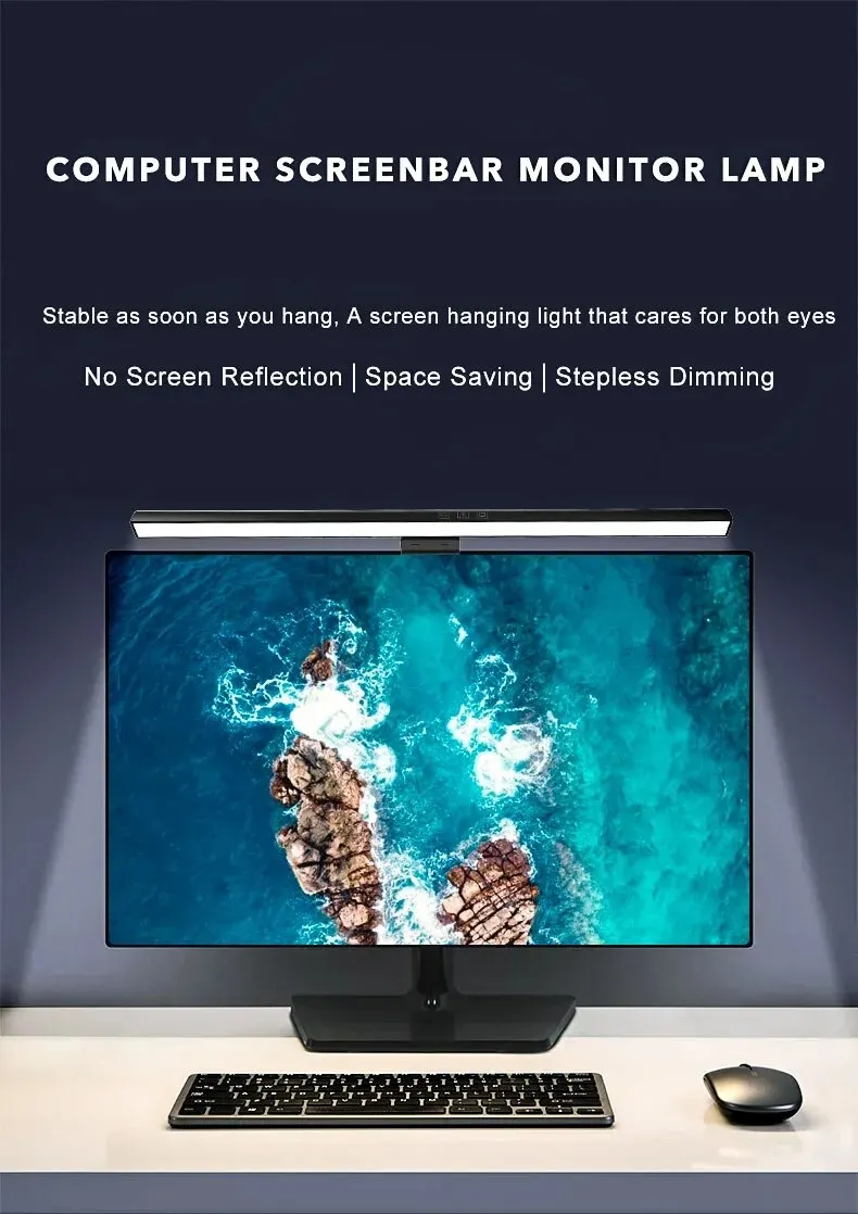 LED Desk Lamp Monitor Light Bar PC Computer Dimmable Screen Light 33cm 50cm Office Study Reading Hanging Table Lamp USB Powered