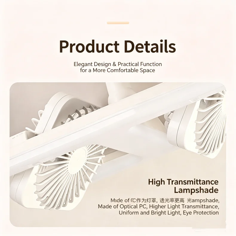 60W LED Ceiling Fan Lights with Remote E27 Socket Low Floor Double Fans Lamp Fit for Living Room Bedroom Dining Room Fan Fixture