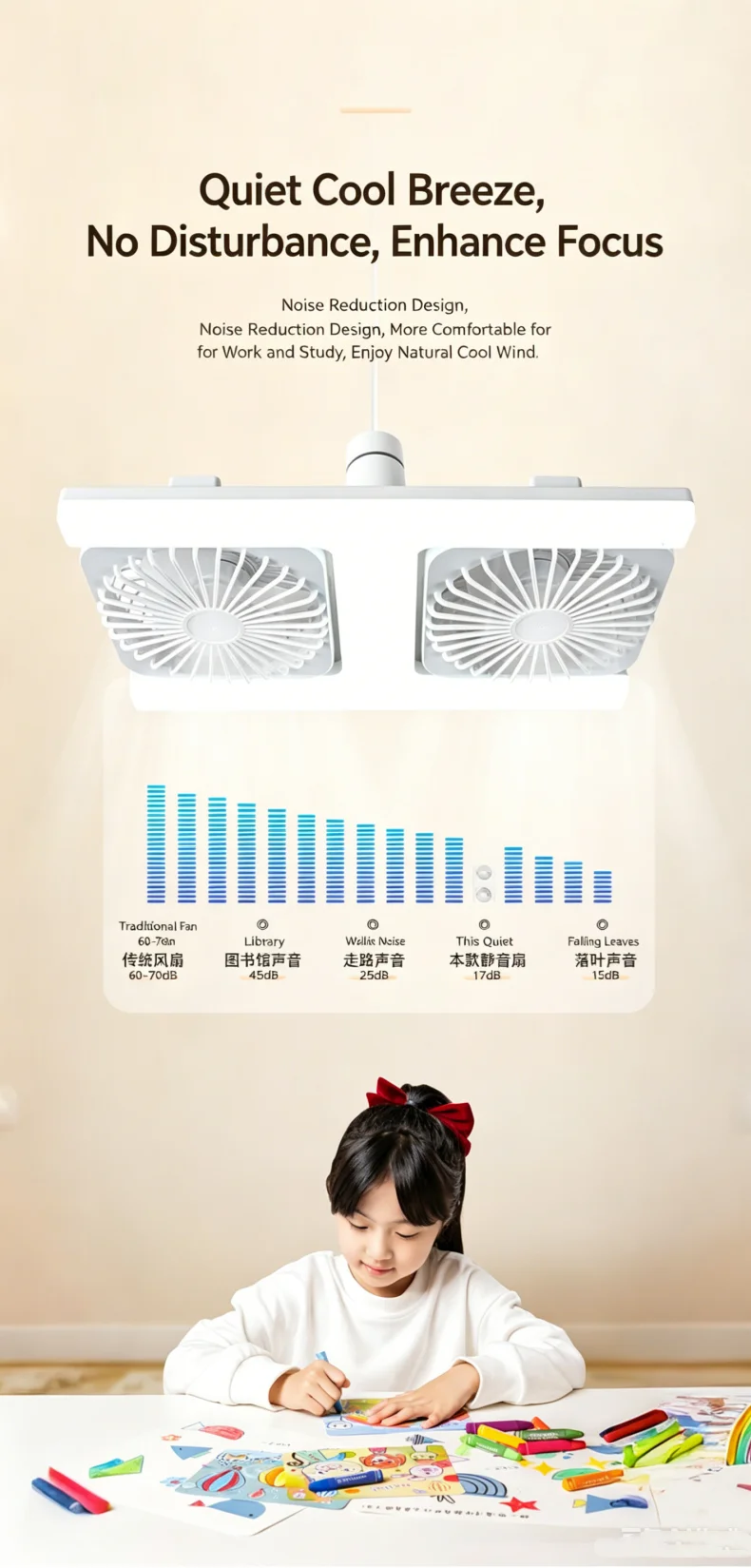 60W LED Ceiling Fan Lights with Remote E27 Socket Low Floor Double Fans Lamp Fit for Living Room Bedroom Dining Room Fan Fixture