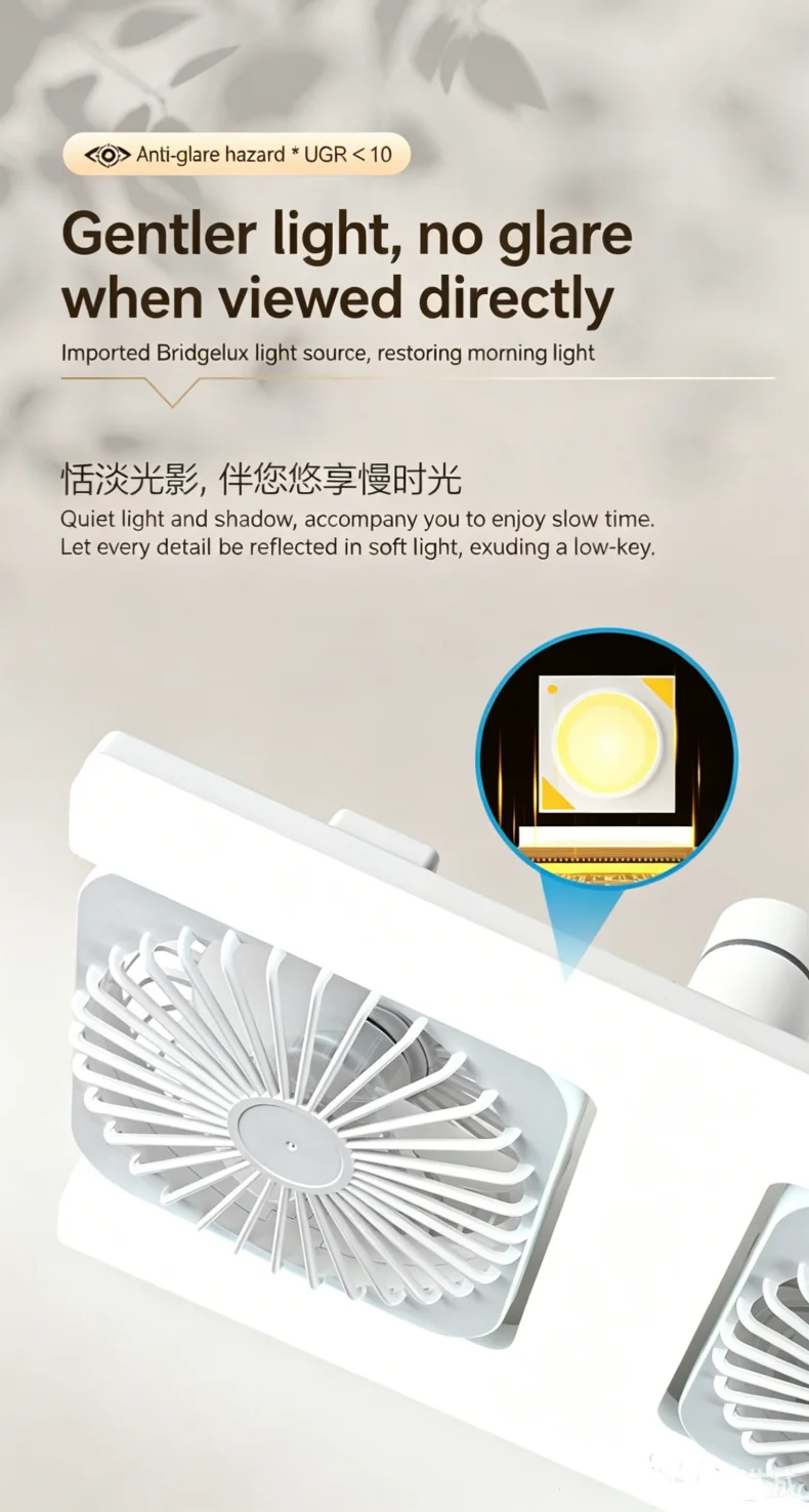 60W LED Ceiling Fan Lights with Remote E27 Socket Low Floor Double Fans Lamp Fit for Living Room Bedroom Dining Room Fan Fixture