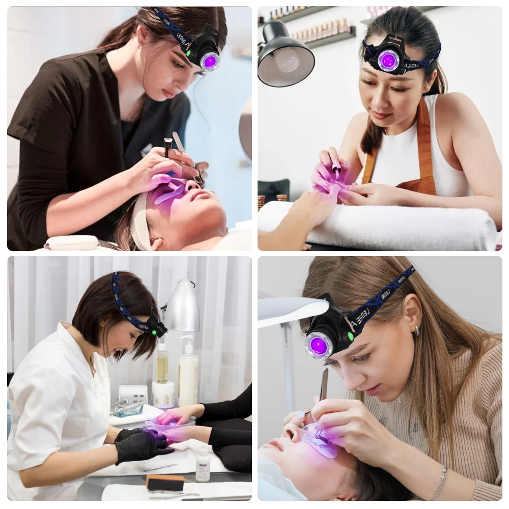 Beam Light UV Lash Hands Free Curing System for Eyelash Extensions with LED Headlamp & Foot Pedal Professional Lash Application