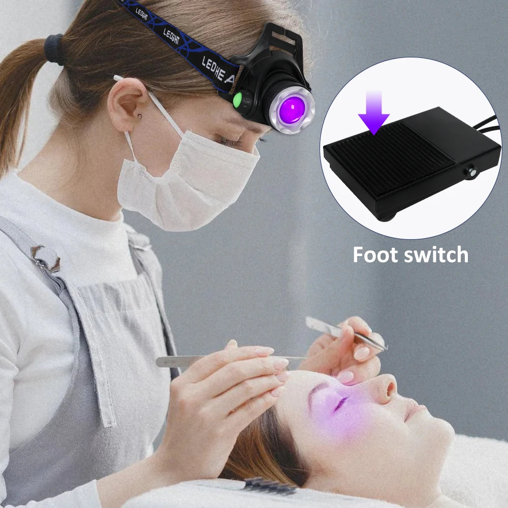 Beam Light UV Lash Hands Free Curing System for Eyelash Extensions with LED Headlamp & Foot Pedal Professional Lash Application