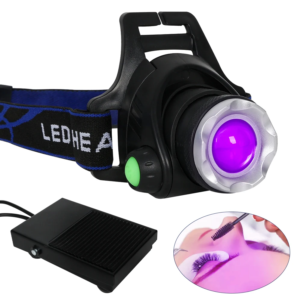 Beam Light UV Lash Hands Free Curing System for Eyelash Extensions with LED Headlamp & Foot Pedal Professional Lash Application