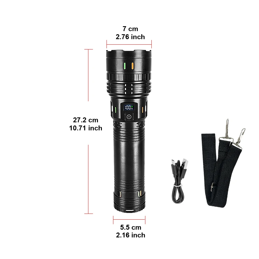 998000000LM Ultra Powerful LED Flashlight New 2000W Super Bright Torch Light Rechargeable Portable Lamp Outdoor Fishing Lantern