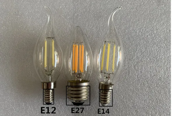 10PCS LED Bulb C35 E14 E12 E27 220V 110V Dimmable 2W 4W 6W Design Energy Saving Candle Warm White Filament Light 360 Degree Lamp