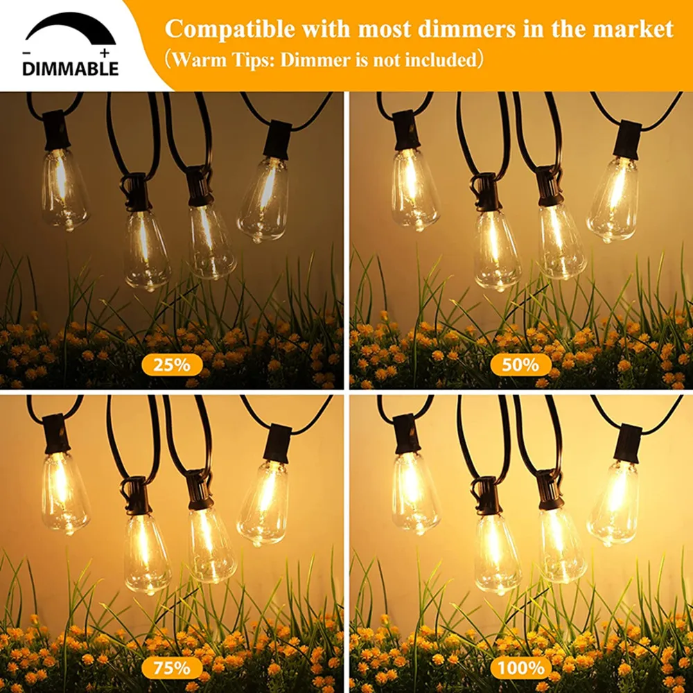 ST38 Globe Outdoor LED String Lights Plastic Shatterproof Bulbs Waterproof Patio Lights for Garden Outside Backyard Porch EU220V