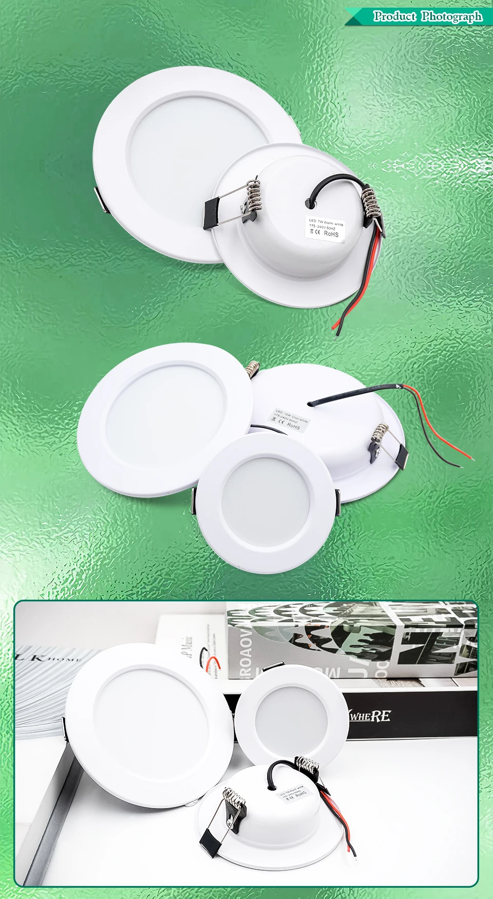 10pcs/lot LED Downlight White Body 5W 9W 12W 15W 18W Round Led Ceiling Light DC 12V 24V AC 110V 220V Bedroom Indoor Led Lighting