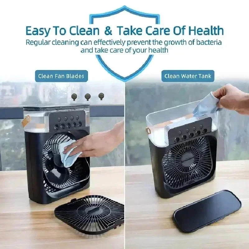 New 3 In 1 Fan AIr Conditioner Household Small Air Cooler LED Night Light Portable Humidifier Air Adjustment Fan Office Home Fan