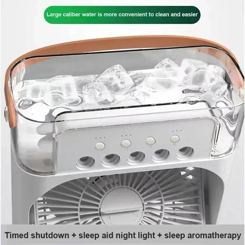 New 3 In 1 Fan AIr Conditioner Household Small Air Cooler LED Night Light Portable Humidifier Air Adjustment Fan Office Home Fan