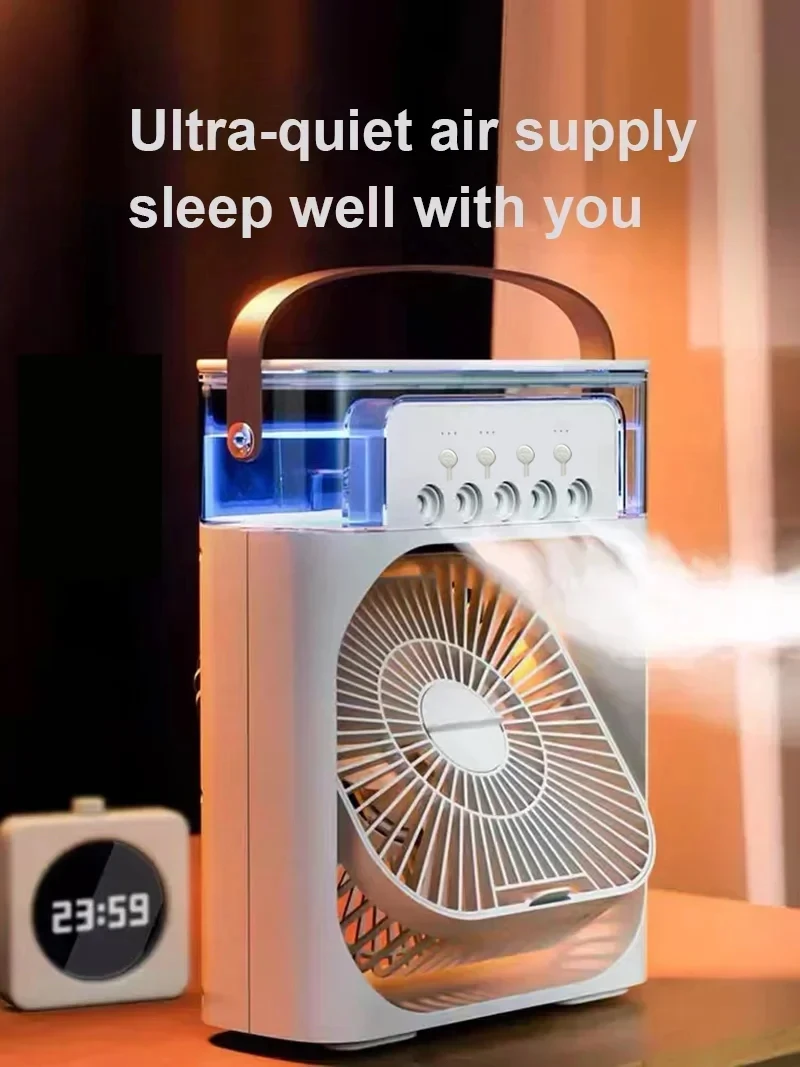 New 3 In 1 Fan AIr Conditioner Household Small Air Cooler LED Night Light Portable Humidifier Air Adjustment Fan Office Home Fan