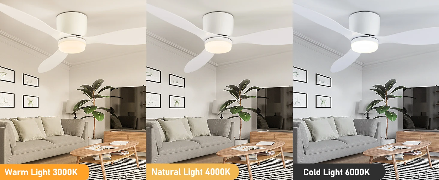 IRALAN Ceiling Fan With Light, 42 Inch/52 Inch Low Profile Ceiling Fan With Remote Control, For Indoor and Covered Outdoor