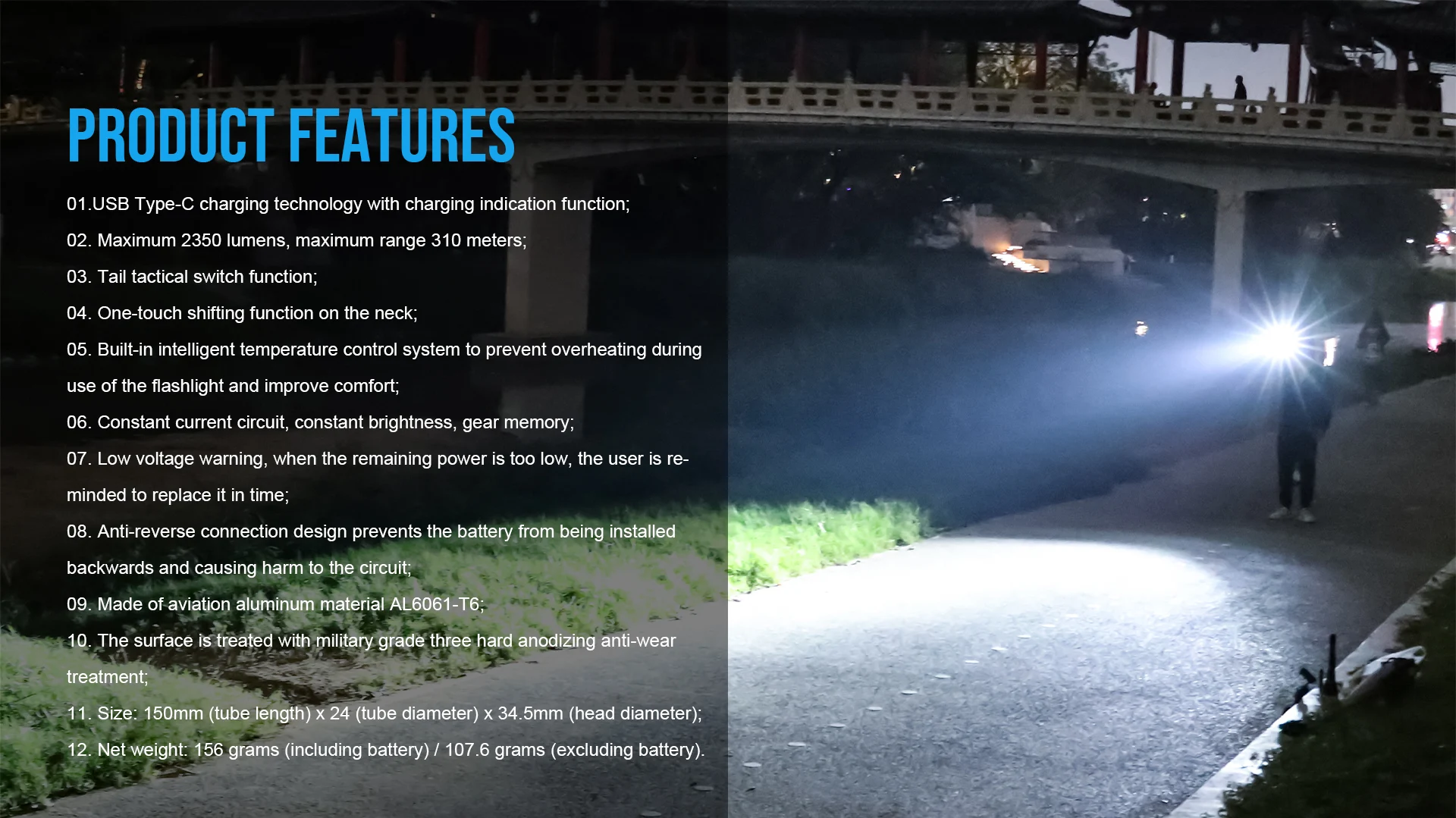 Trustfire T15R Army Tactical Flashlight 2350Lumen Powerful Type C USB Rechargeable 18650 LED Rechargeable Military Tactical Lamp