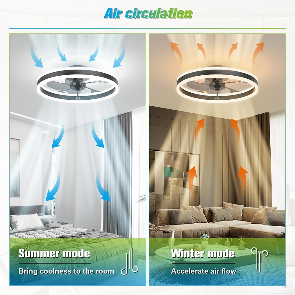 Modern Ceiling Fan (With Lighting) Silent LED Dimmable Ceiling Fan (With Remote Control) for Bedroom Study Dining Room,