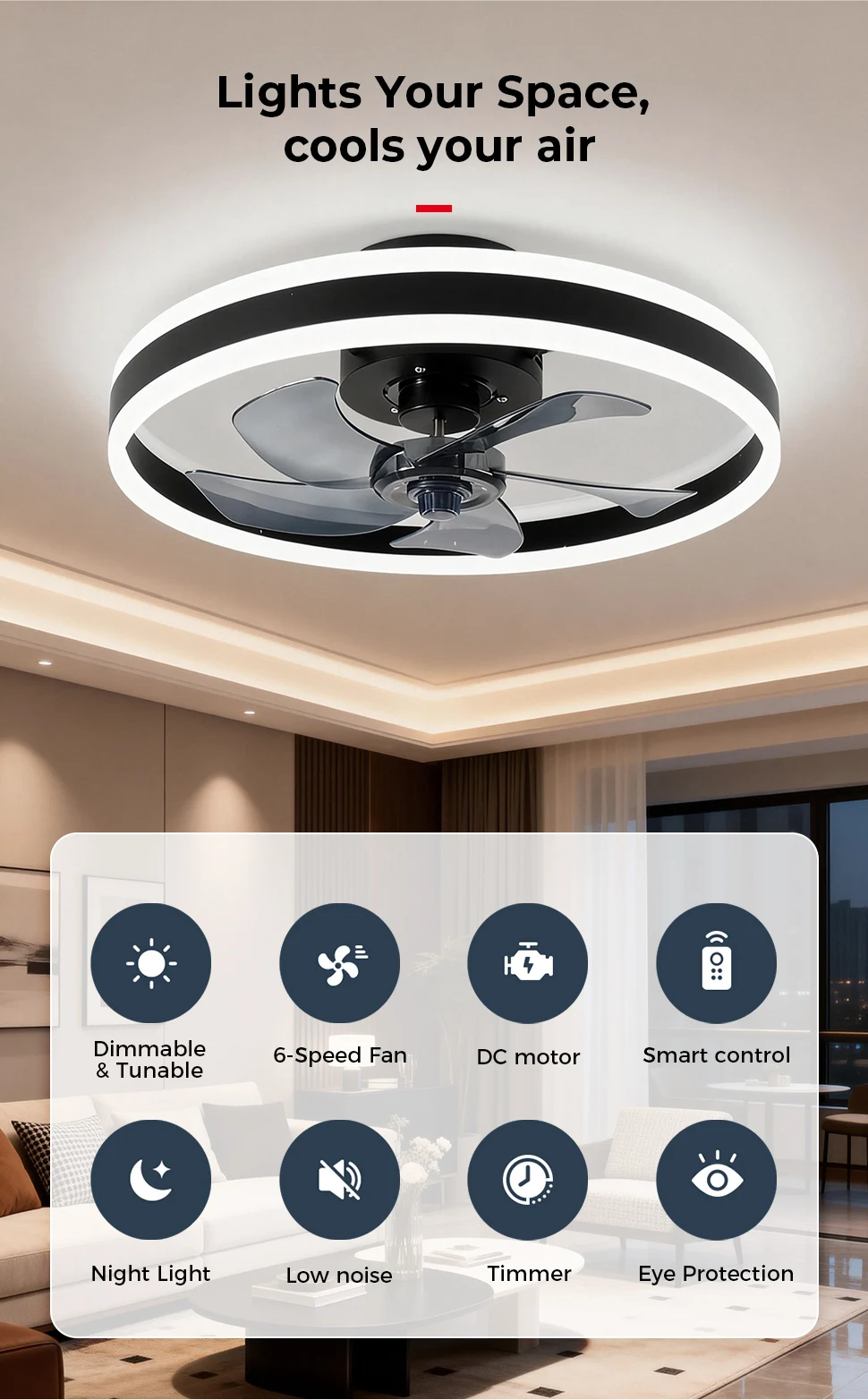 Modern Ceiling Fan (With Lighting) Silent LED Dimmable Ceiling Fan (With Remote Control) for Bedroom Study Dining Room,