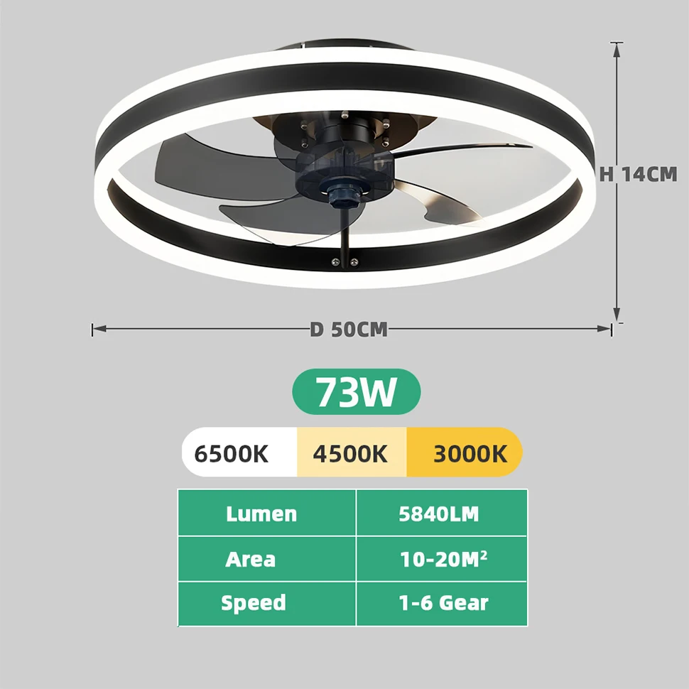 Modern Ceiling Fan (With Lighting) Silent LED Dimmable Ceiling Fan (With Remote Control) for Bedroom Study Dining Room,