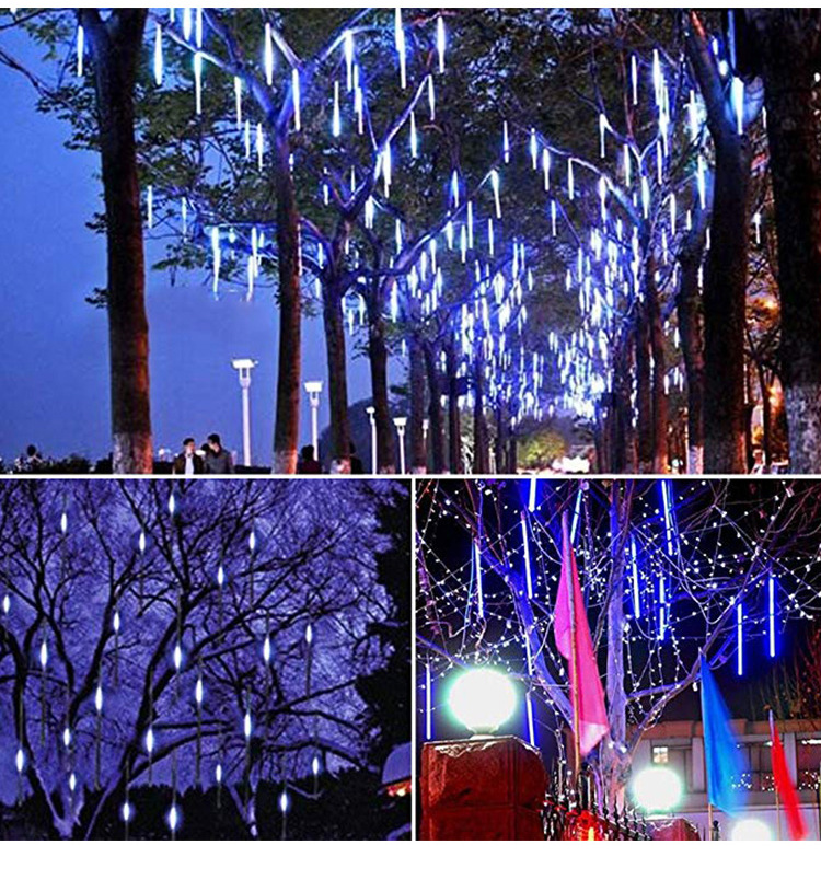 Solar Meteor Shower Lights Outdoor Meteor Lights 10Tubes Waterproof LED Falling Raindrop Christmas Halloween Fairy String Lights